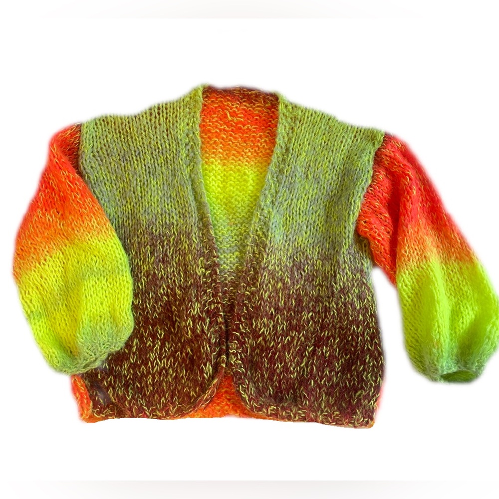 NWOT - Multicolor Hand Knit Cardigan Sweater